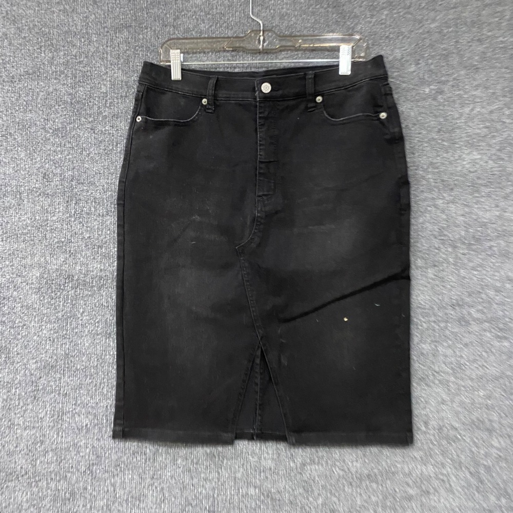 Banana Republic Washed Black Denim Slit Midi Pencil Skirt 631450-00-1